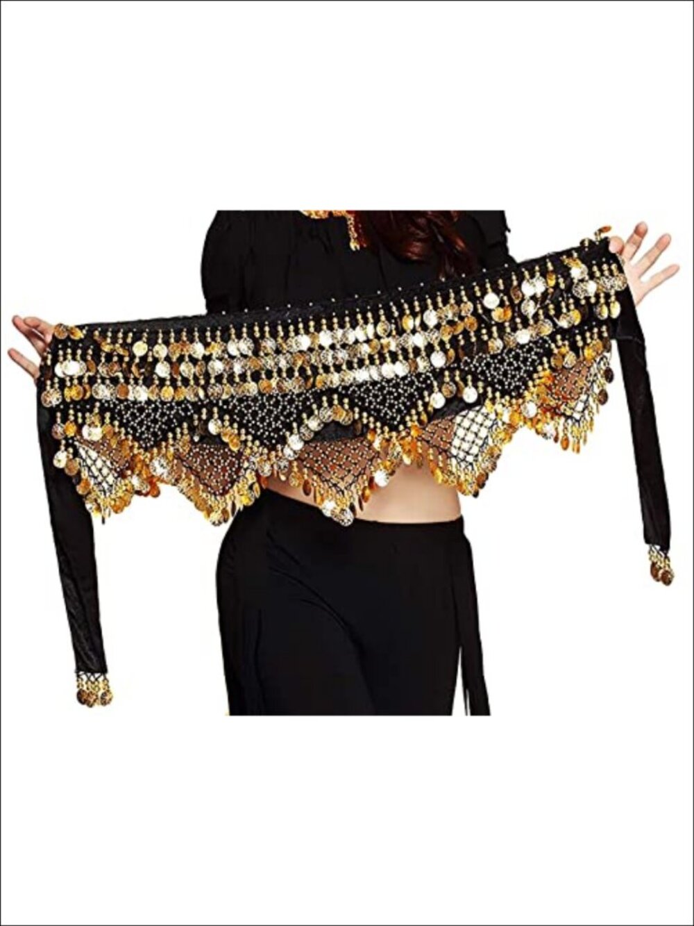 Belly Dance Hip Scarf Coin Belt Velvet Tribal Wrap Costume
